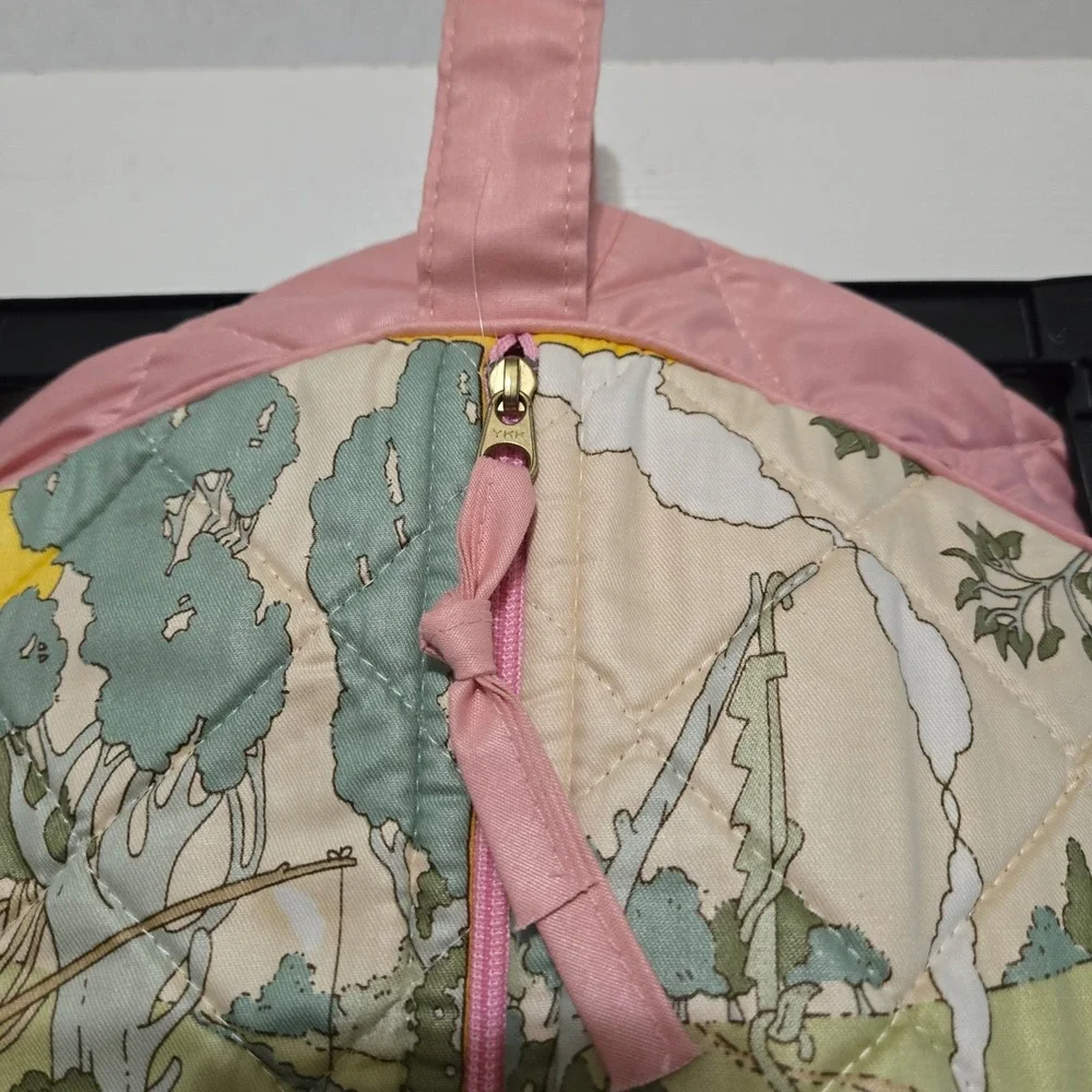 Vintage Quilted Bunny Storybook Garment Bag Peter Rabbit Style Nursery Storage